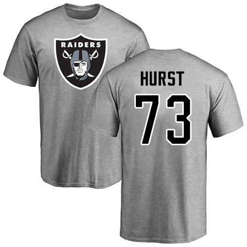 Men Oakland Raiders Ash Maurice Hurst Name and Number Logo NFL Football #73 T Shirt->oakland raiders->NFL Jersey